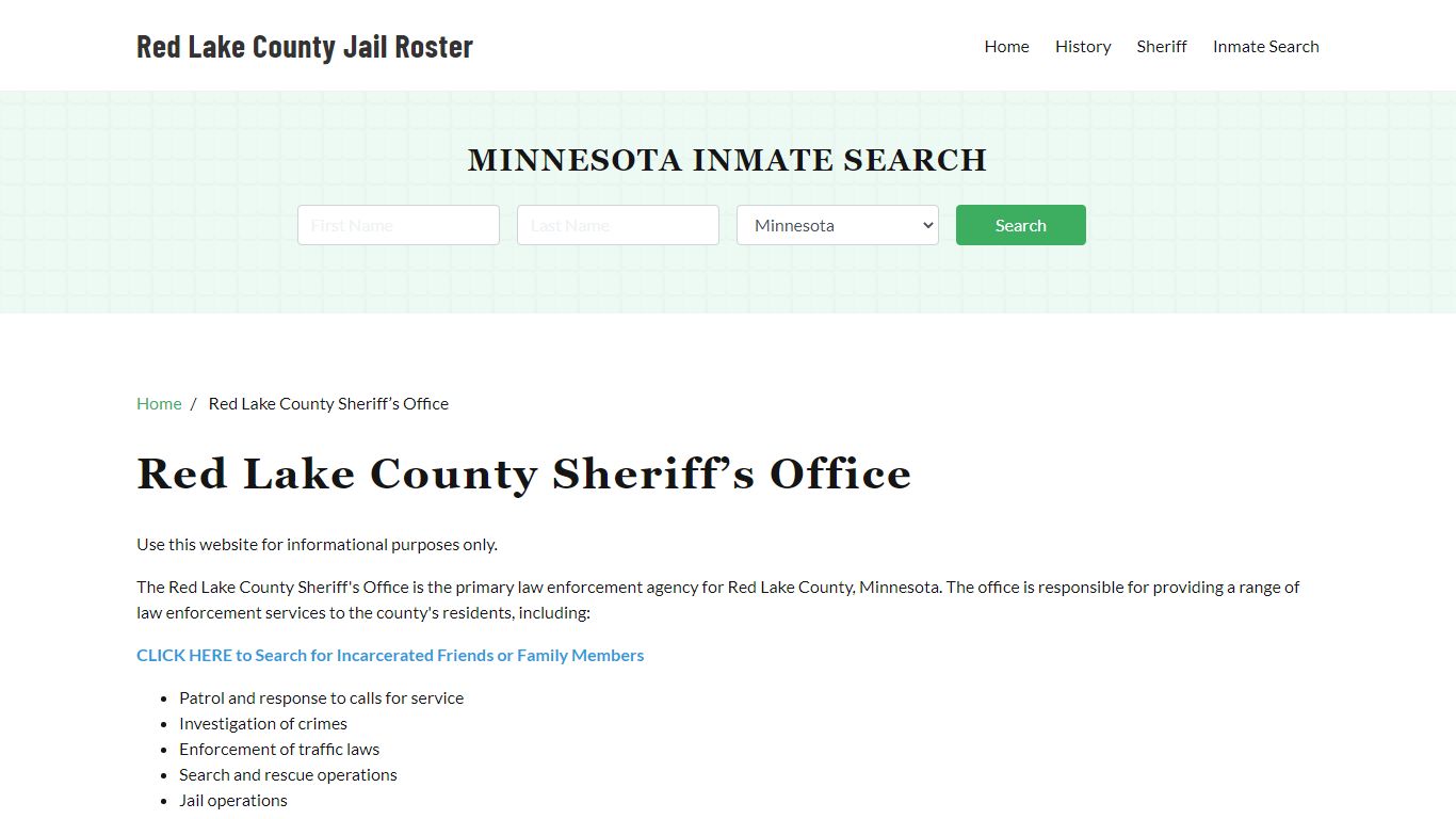 Red Lake County Sheriff Office, MN, Arrest Warrants Search